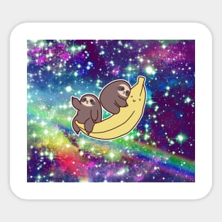 Sloths and Giant Banana Rainbow Space Sticker